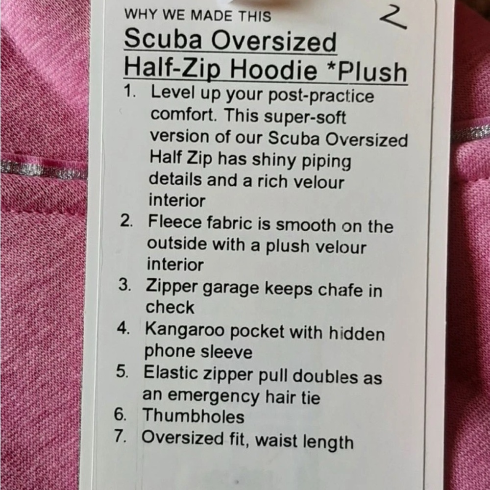 NWT Lululemon Scuba Oversized Half Zip Hoodie Plush Pink XL/XXL Rare - Picture 6 of 6